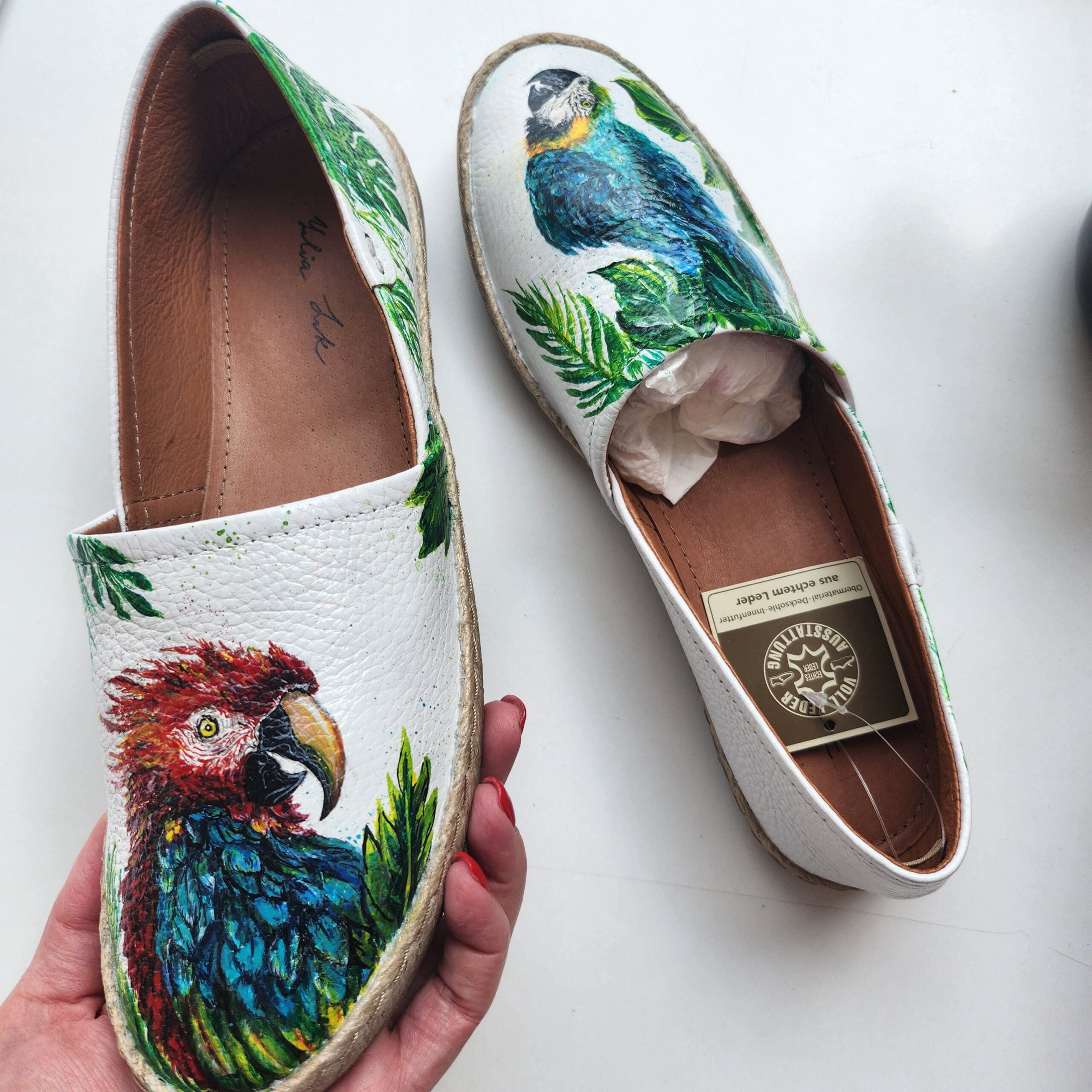 Handbemalte Damen Espadrilles (Papageien) – Bild 4