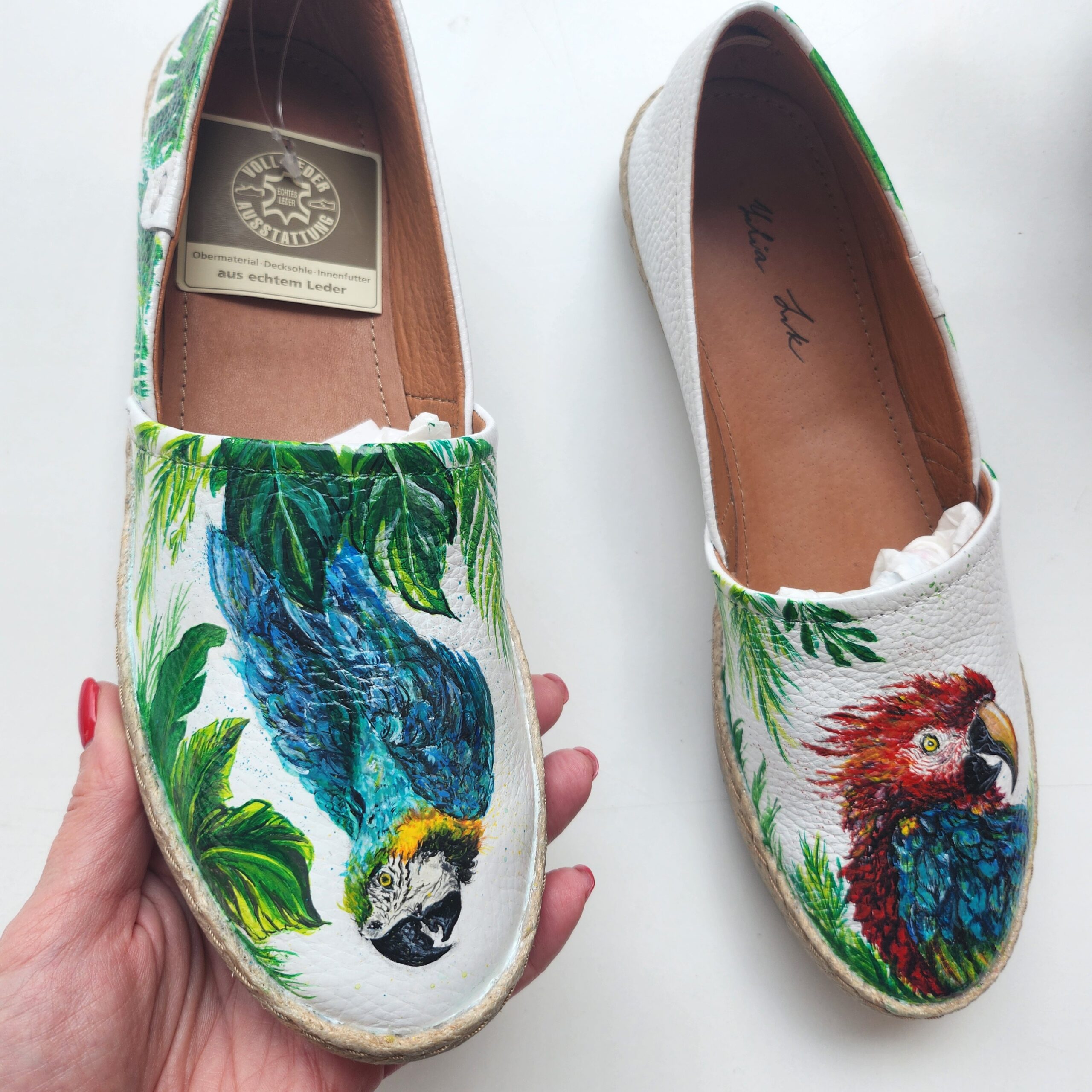 Handbemalte Damen Espadrilles (Papageien) – Bild 2