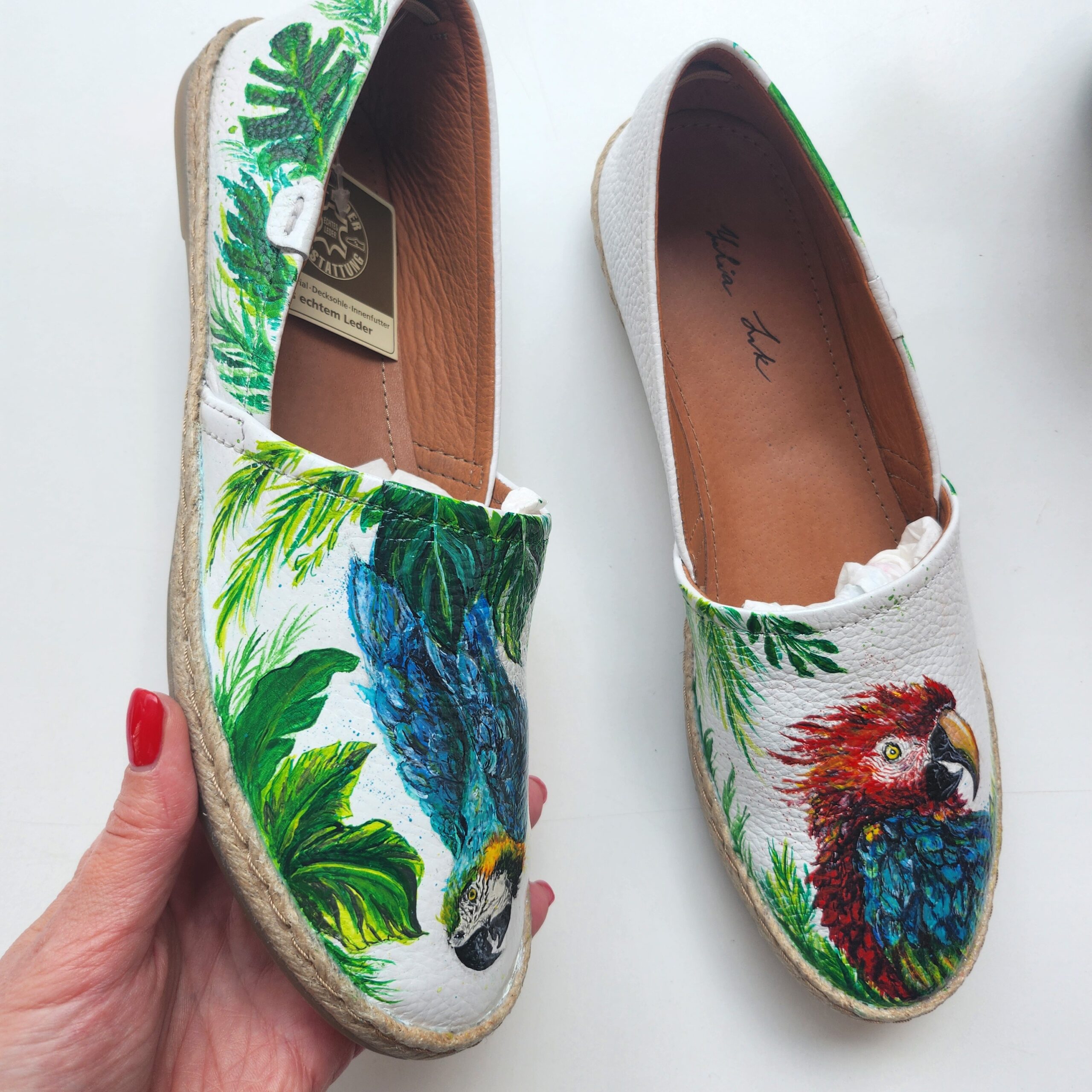 Handbemalte Damen Espadrilles (Papageien) – Bild 3