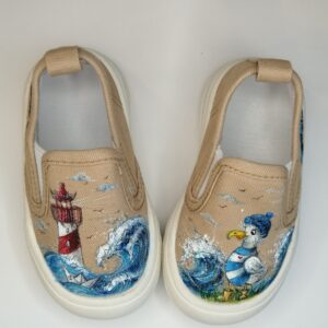 Handbemalte Kinderschuhe (Möwe)
