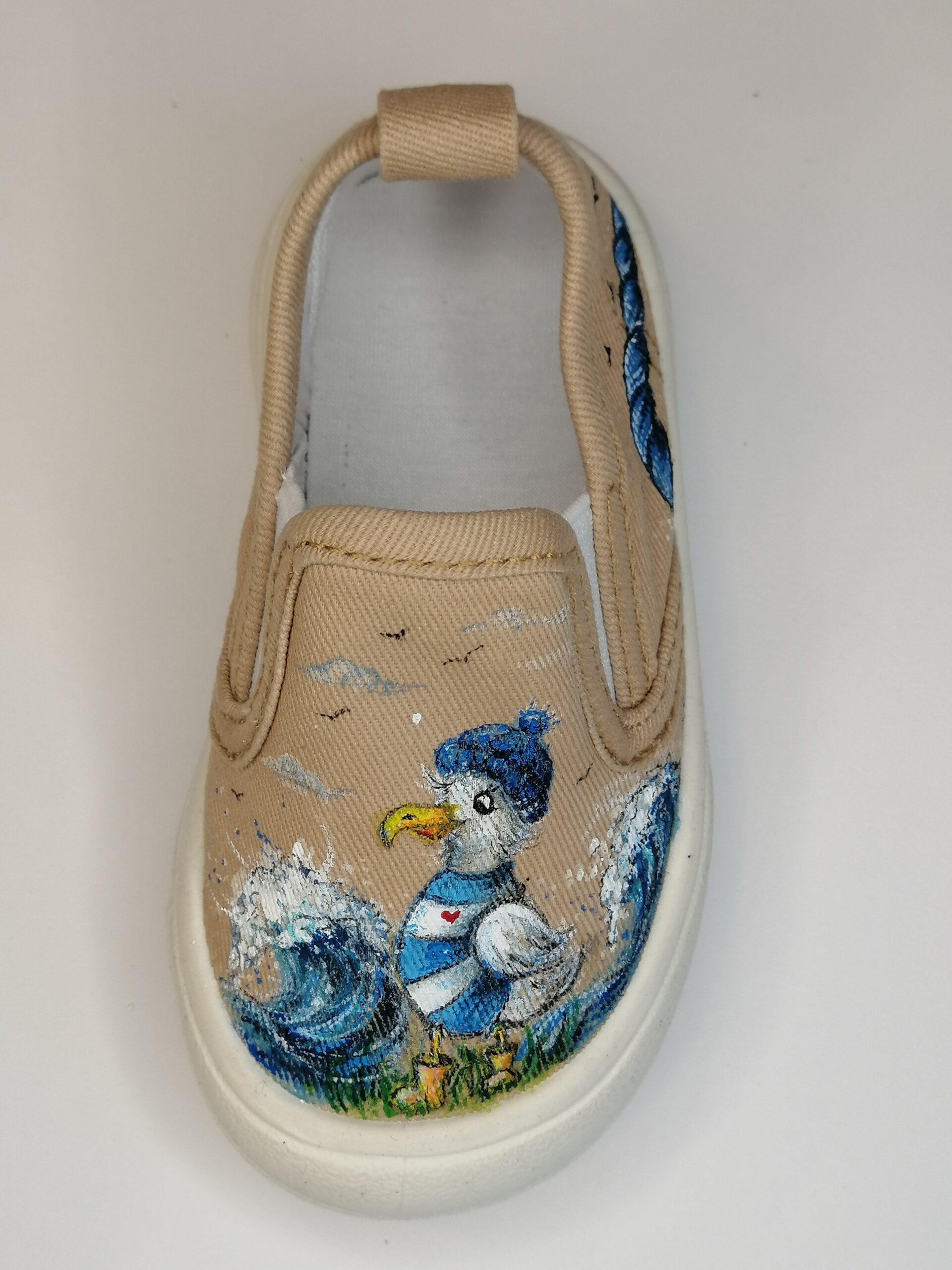 Handbemalte Kinderschuhe (Möwe) – Bild 3