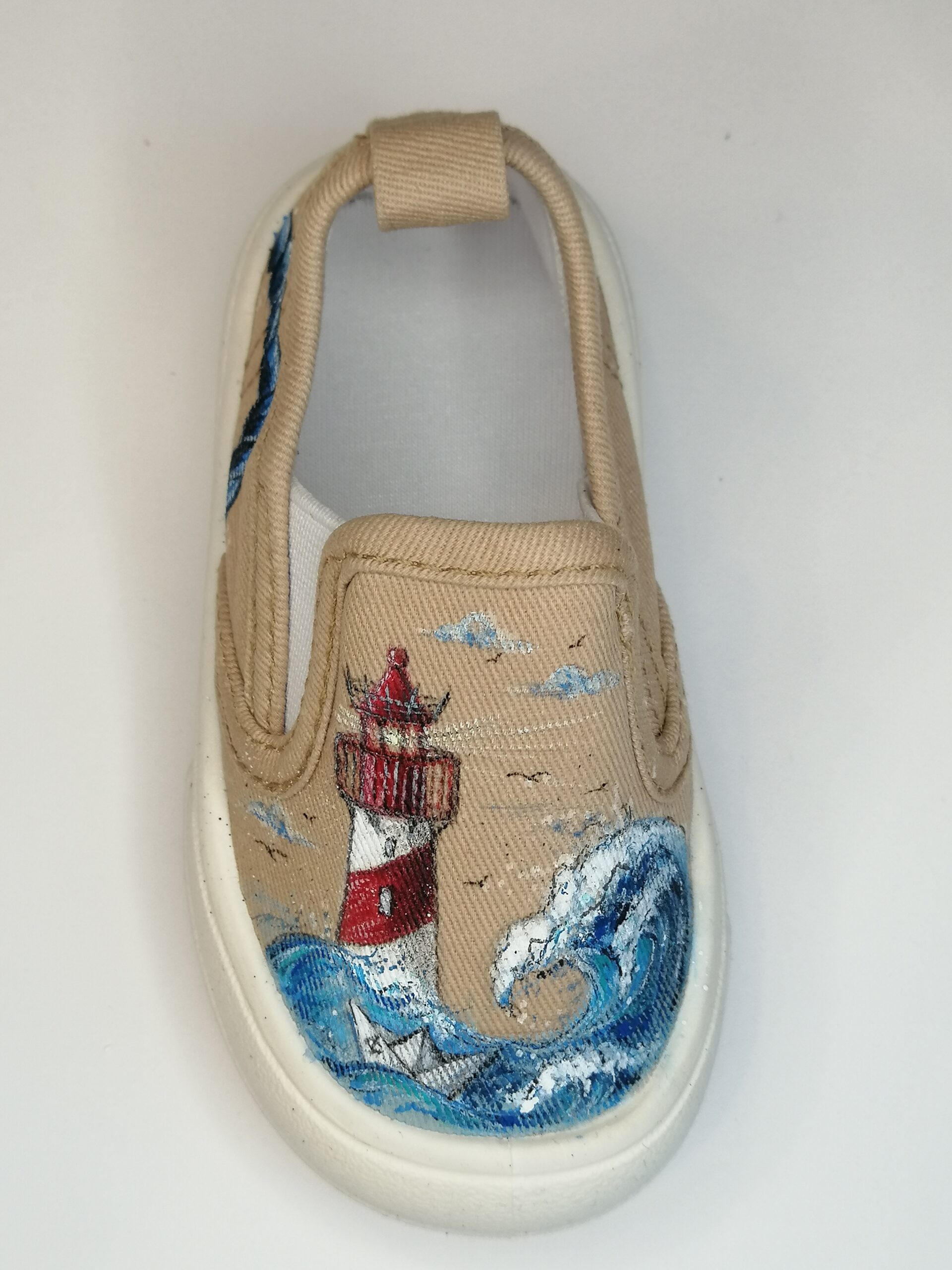 Handbemalte Kinderschuhe (Möwe) – Bild 2